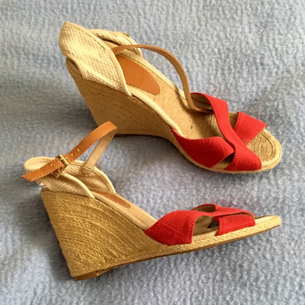 Red and tan Espadrilles Wedges